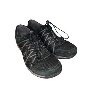 Dansko Womens 41 US 10-10.5 Sneaker Honor Black Suede Bungee Lace Up Comfort